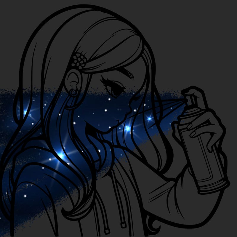 a realistic girl spray painting