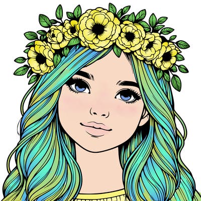 realistic girl with flower crown