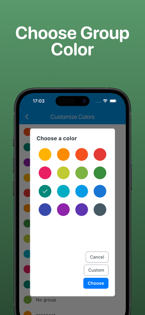 Contact Map - Address Mapping - Interface for selecting a color for contact groups in the Contact Map app