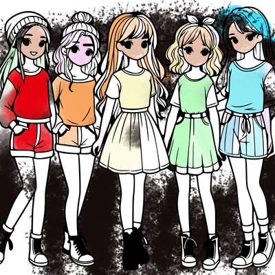 a group of five girls