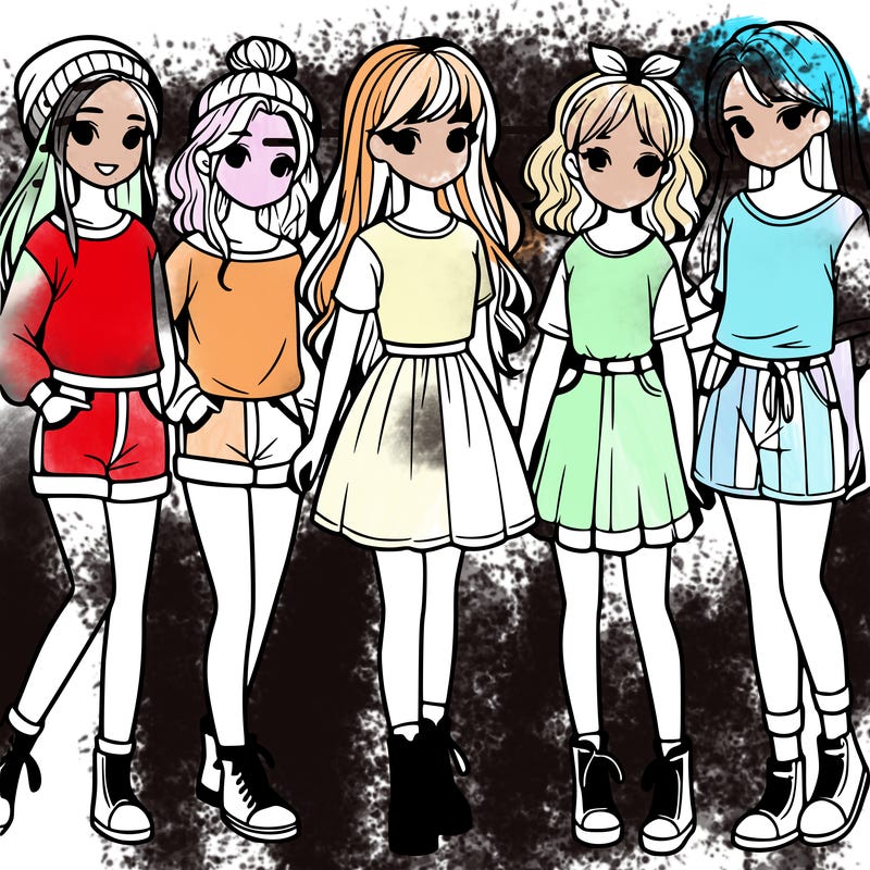 a group of five girls