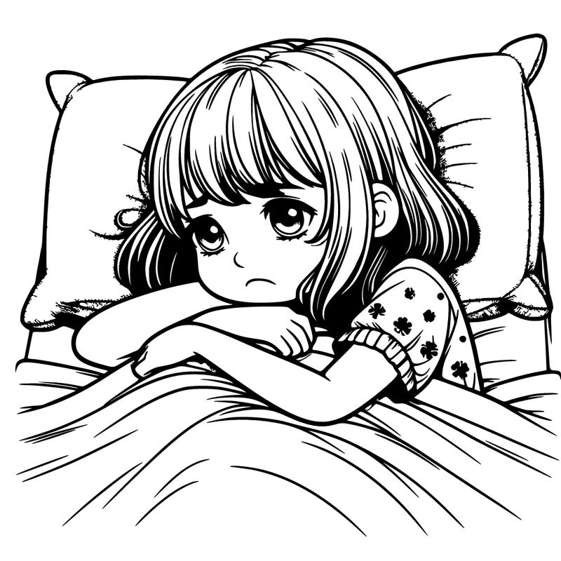 sad girl laying in bed realistic