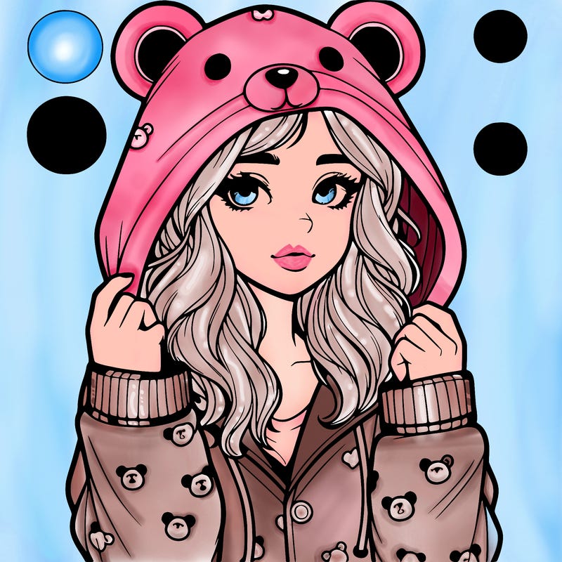 realistic girl in a animal pjs hoodie