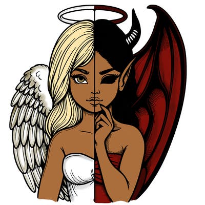 realistic angel half demon