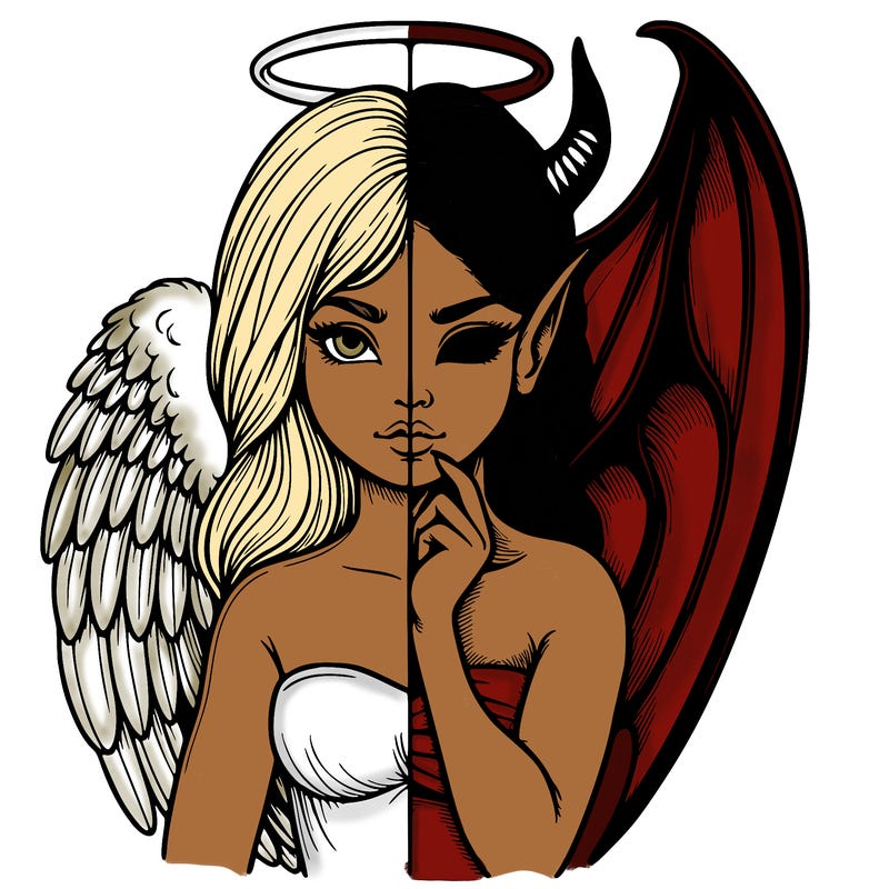 realistic angel half demon