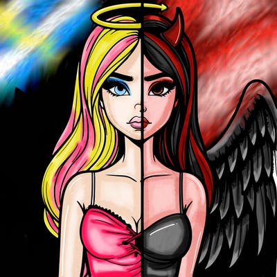 devil vs angel realistic girl