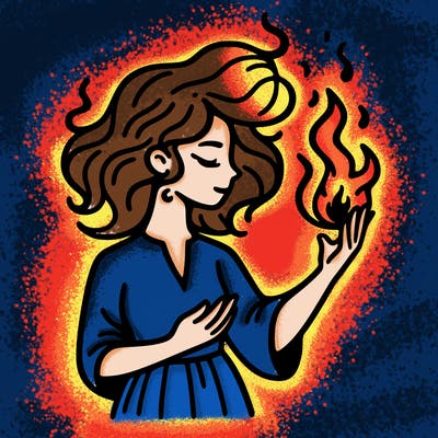 woman with fire