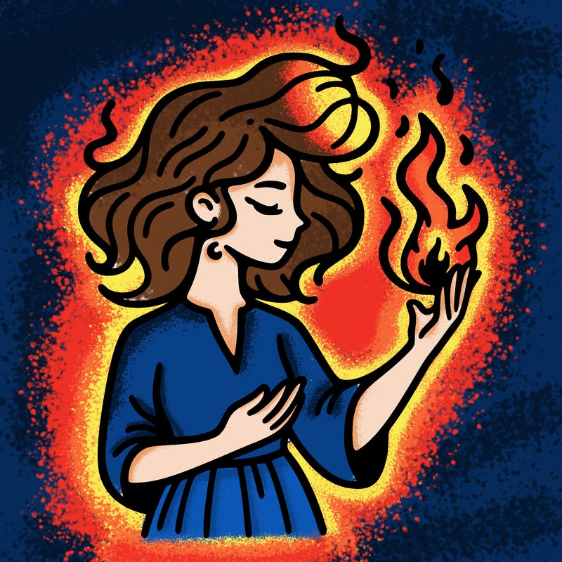 woman with fire