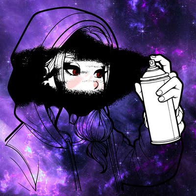 a realistic girl, spray painting