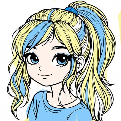 realistic girl with ponytail