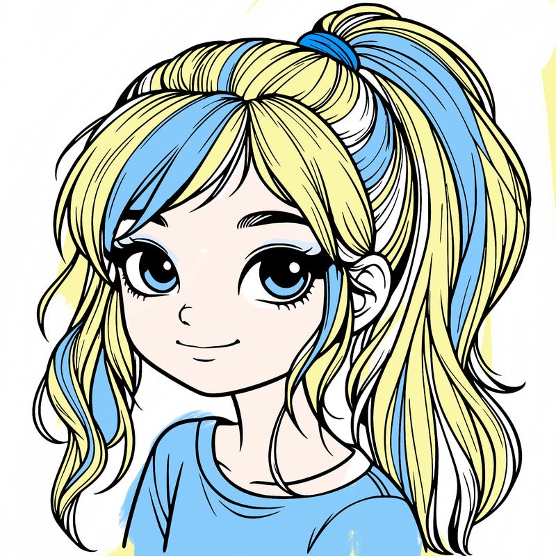 realistic girl with ponytail