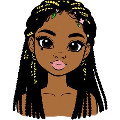 a realistic black girl with braids