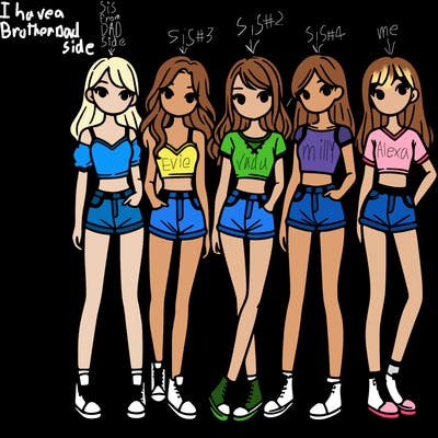 a group of girls wearing crop tops and shorts