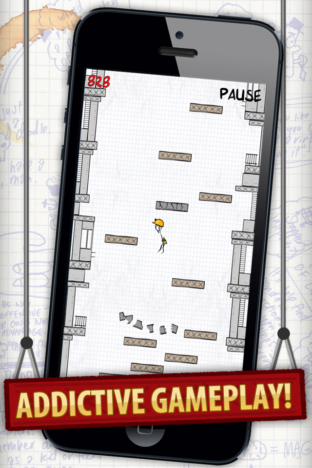 Free Stickly Jump Game - A stickman character with a hard hat jumping on platforms in the Free Stickly Jump mobile game