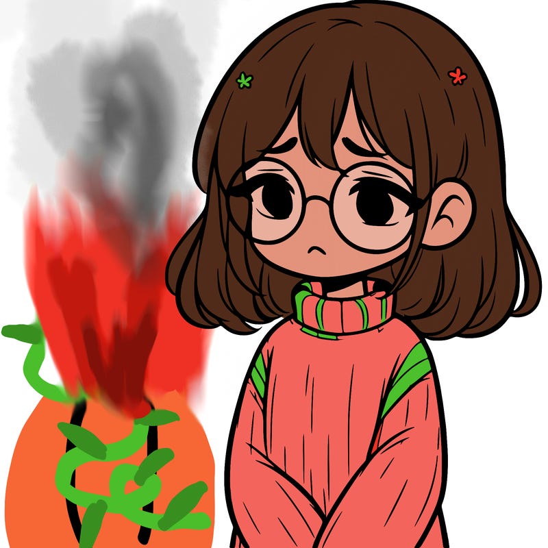 sad girl with glasses in a sweater