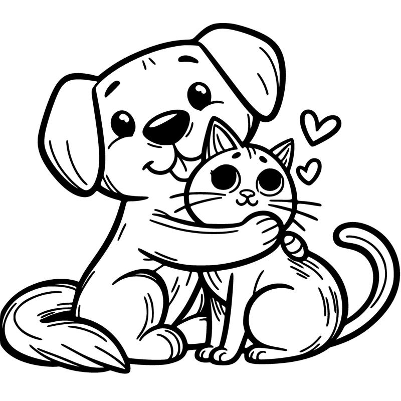 dog hugging cat