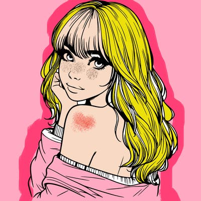 realistic girl with bangs looking over her shoulder