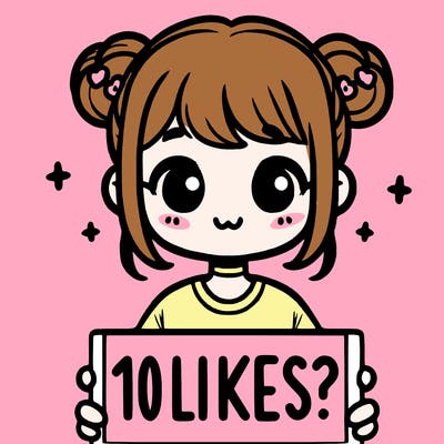cute girl that is holding a sign that says 10 likes?