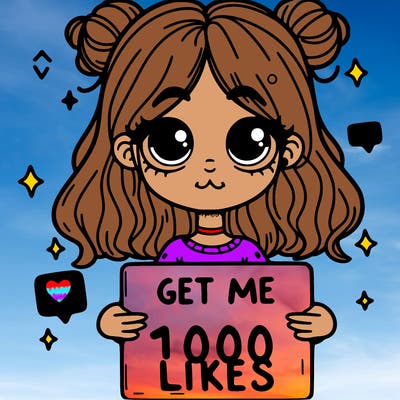 a girl with a sign that says get me 100 likes