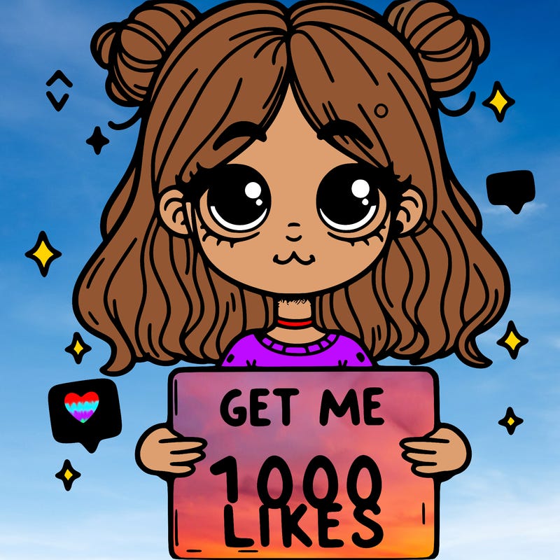 a girl with a sign that says get me 100 likes
