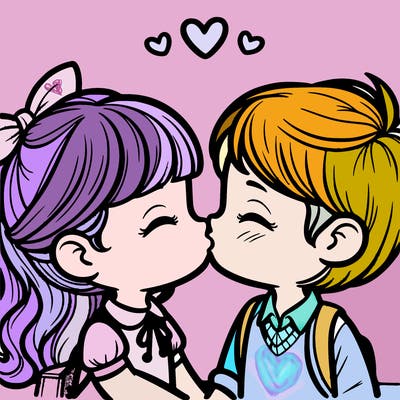 boy and girl kissing