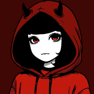 realistic girl with devil hoodie