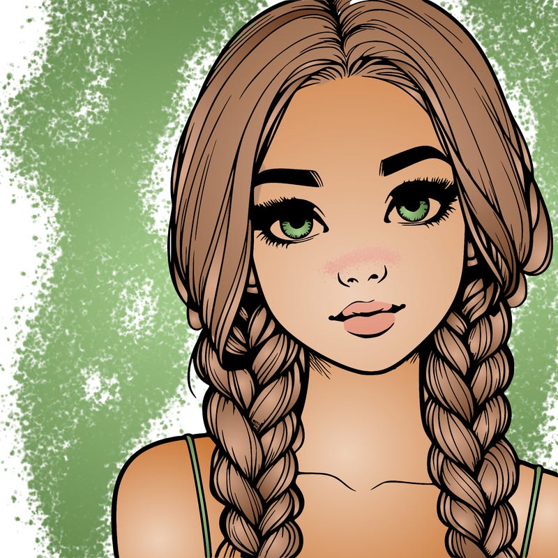 realistic girl with braids
