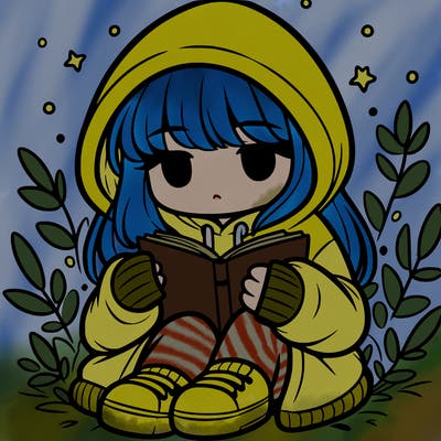 girl in oversized hoodie reading a book