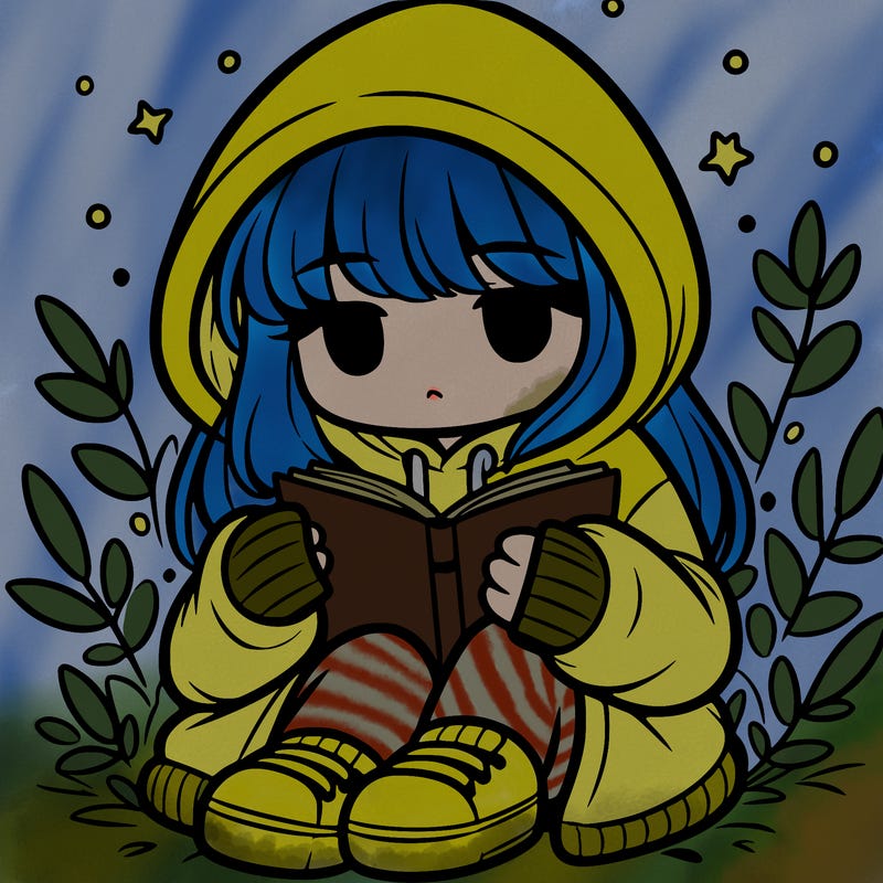 girl in oversized hoodie reading a book