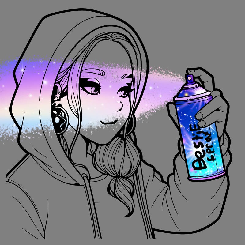 a realistic girl, spray painting