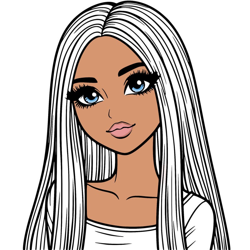 realistic girl with straight and long hair