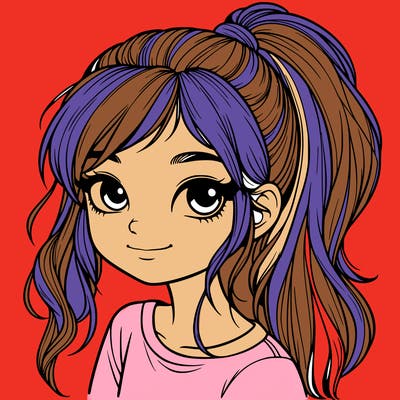 realistic girl with ponytail