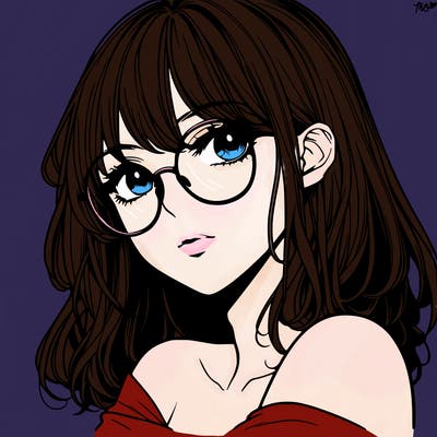 manga woman character with glasses and nice lips