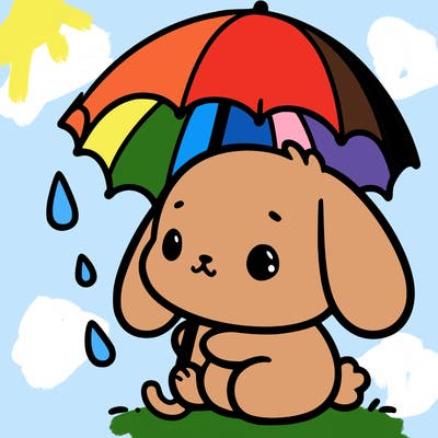 cute bunny with a tiny umbrella