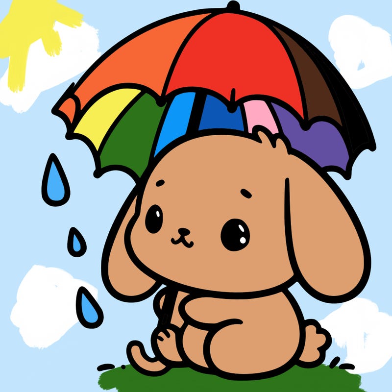 cute bunny with a tiny umbrella