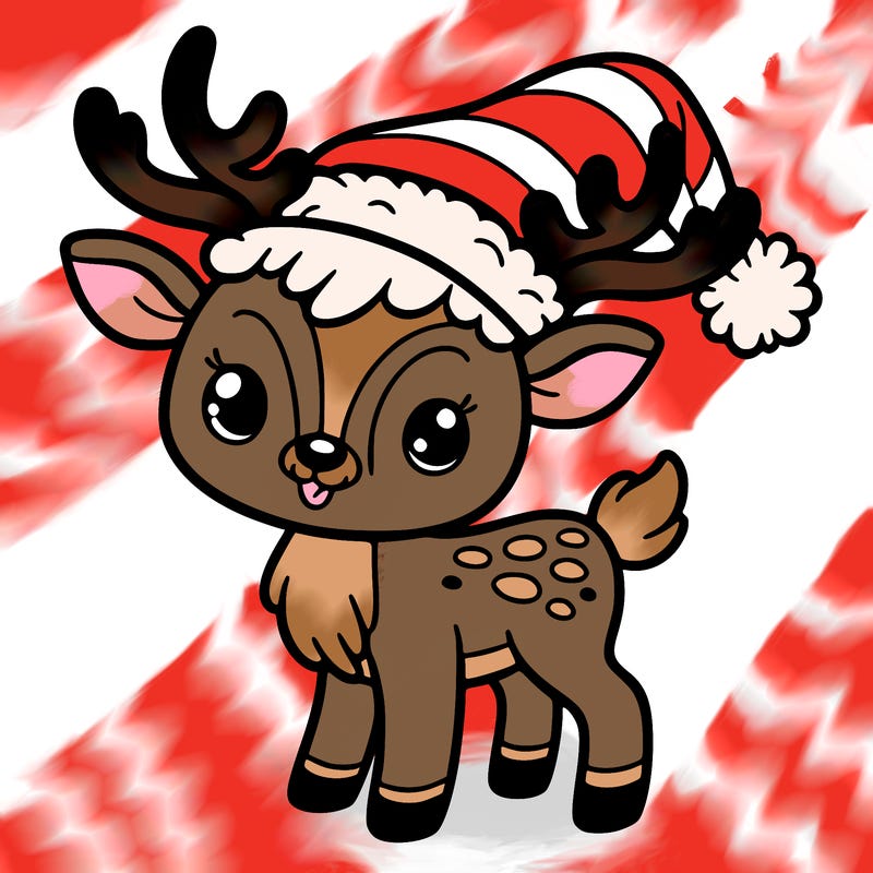 christmas reindeer with santa hat