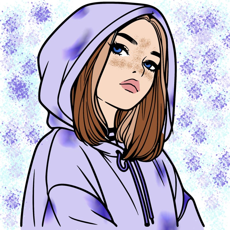 a realistic girl in a hoodie