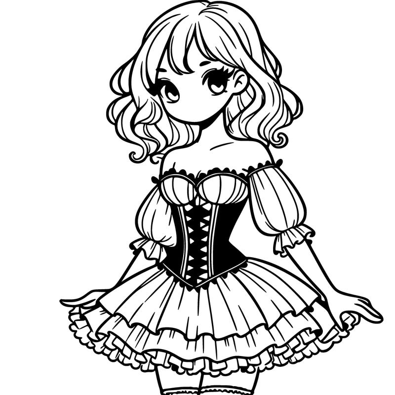 girl in corset short frilly dress