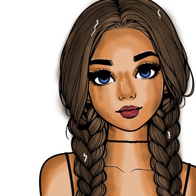realistic girl with braids