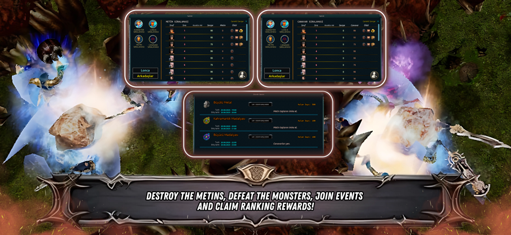 Mobile2 Online - Screen showing rankings and event rewards in Mobile2 Online mobile game