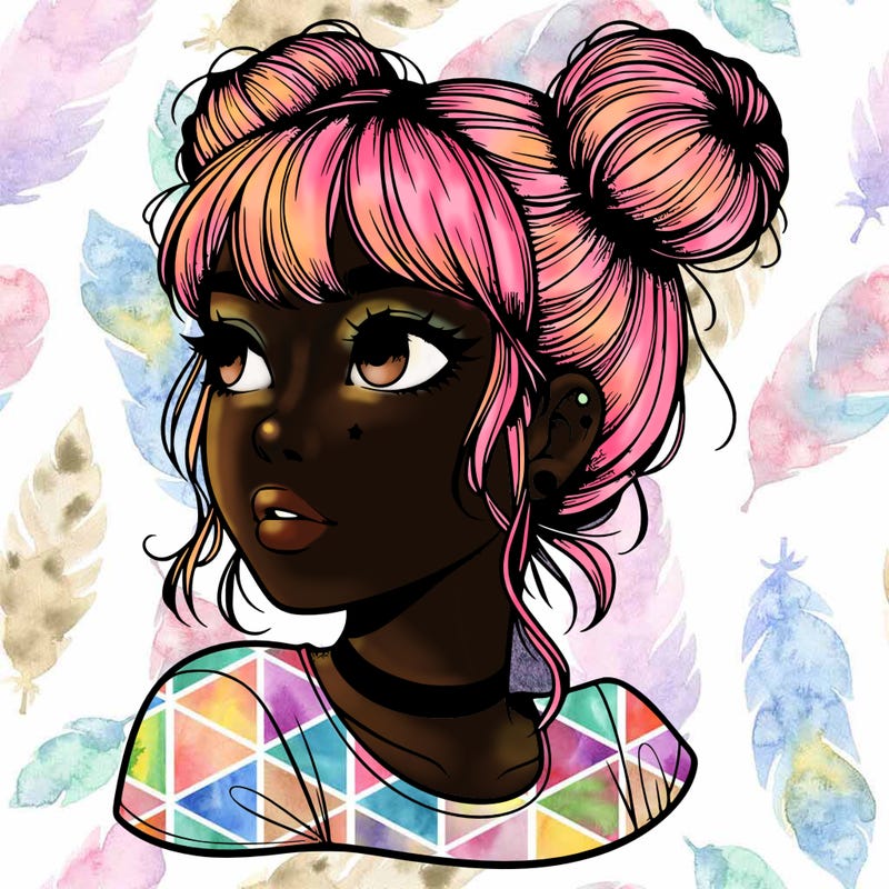 realistic girl with spacebuns