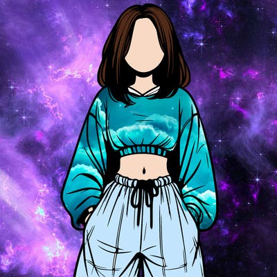 realistic girl faceless with baggy pants and a crop top