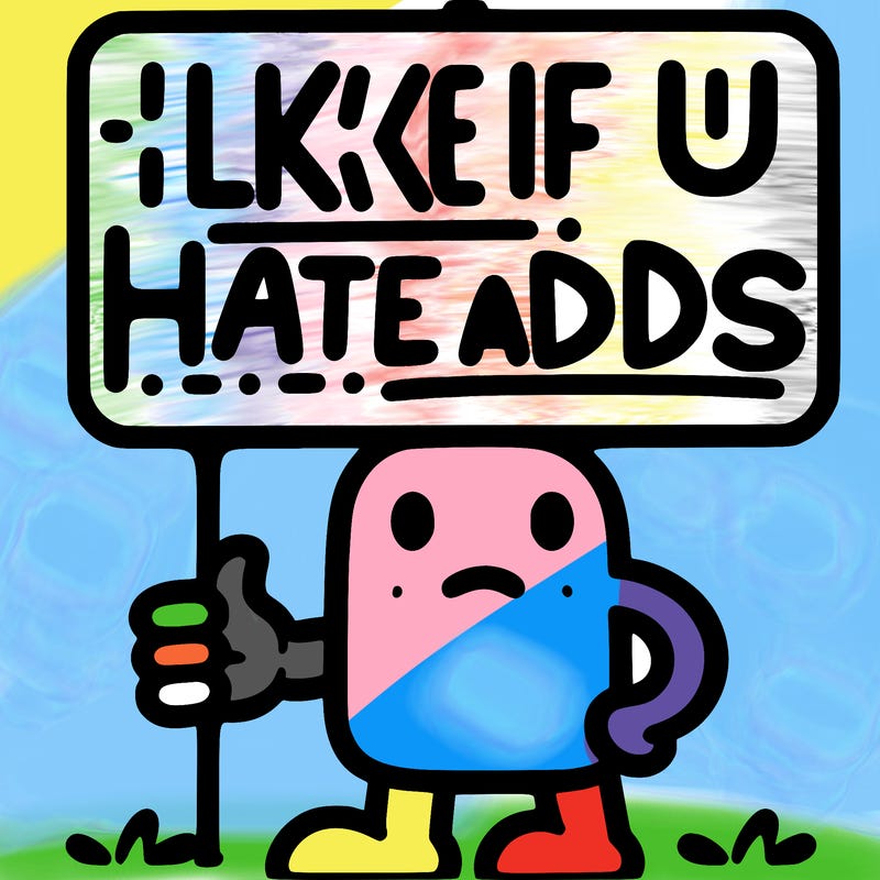 sign that says like if u hate adds