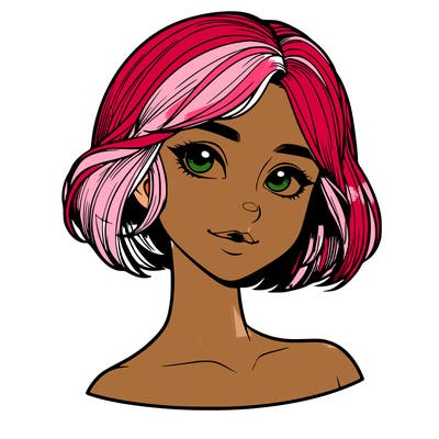 realistic girl with short hair