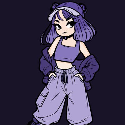 girl in crop top and baggy pants