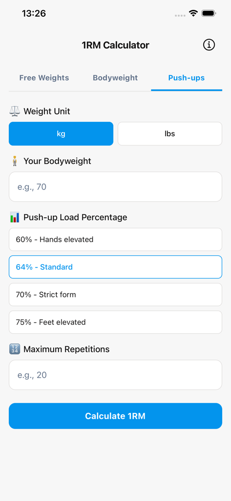 1RM Calculator: Epley Formula - Health & Fitness App | MWM