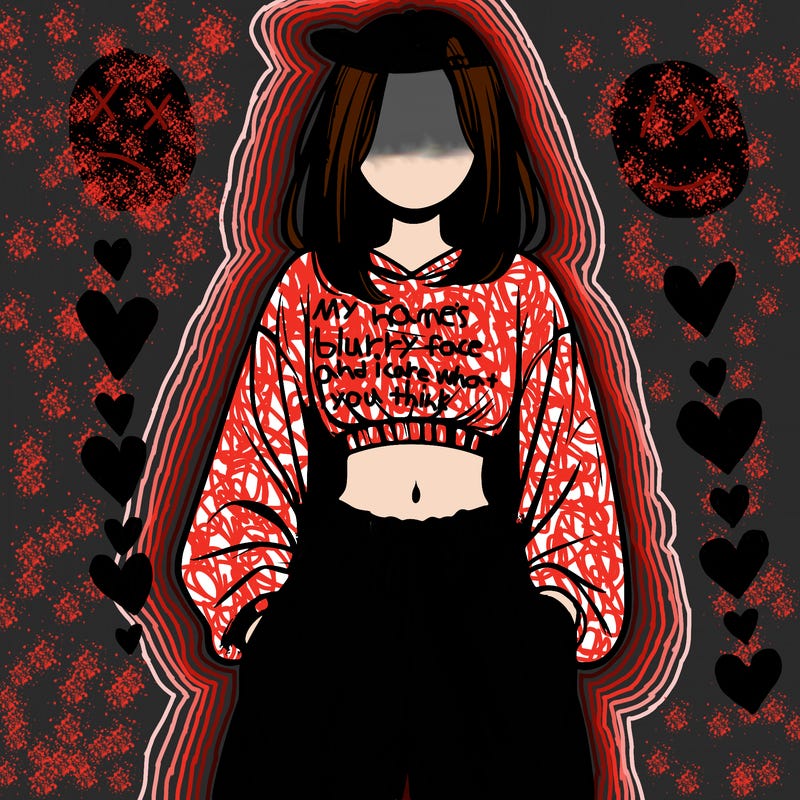 realistic girl faceless with baggy pants and a crop top