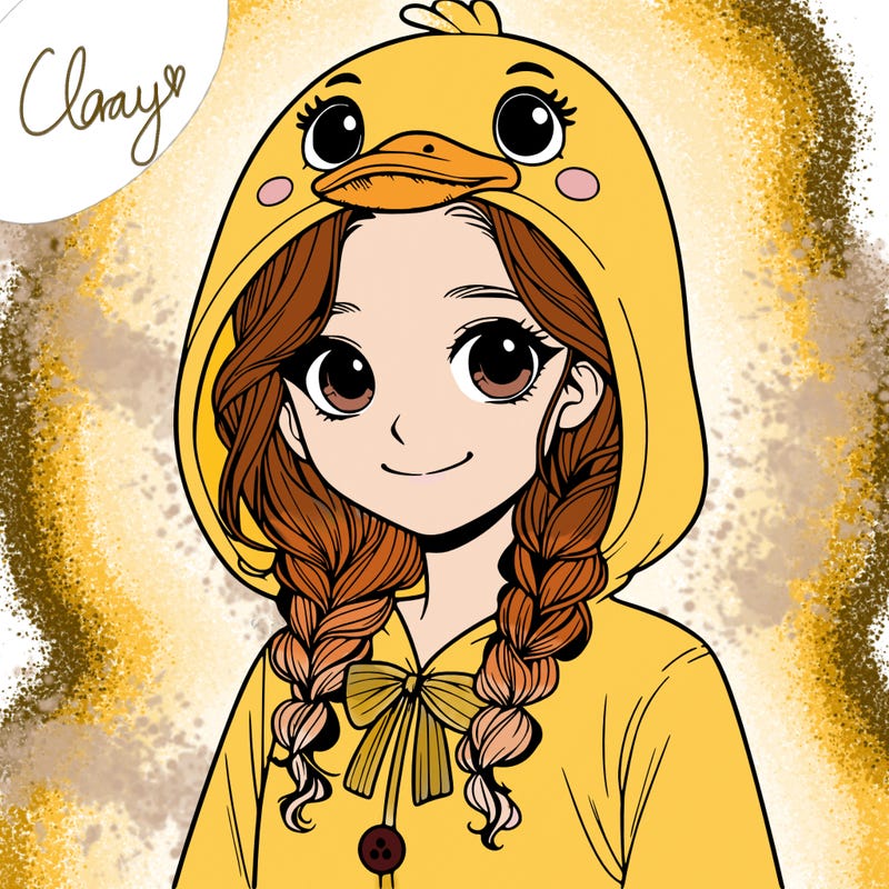 a young, realistic girl in a duck costume