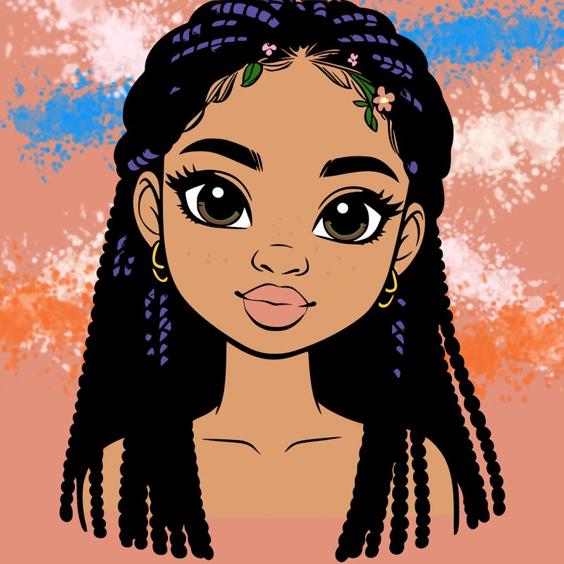 a realistic black girl with braids