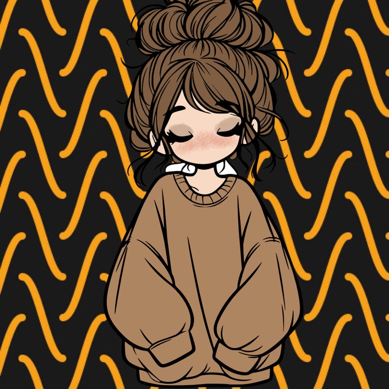 girl with baggy sweatshirt and messy bun